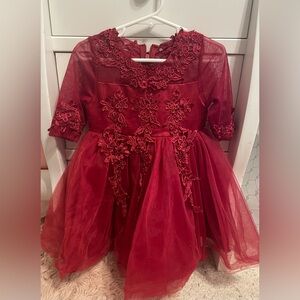 Just Couture Burgundy 3D Lace Dress – Size Toddler 2 – Gorgeous!